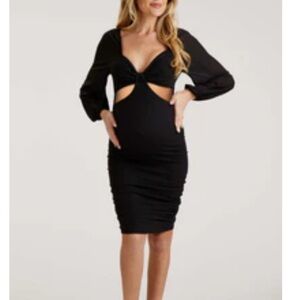 Black cutout maternity midi dress